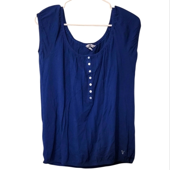 Vintage American Eagle Outfitters Monogrammed Blue Puff Sleeve Blouse - Picture 1 of 8